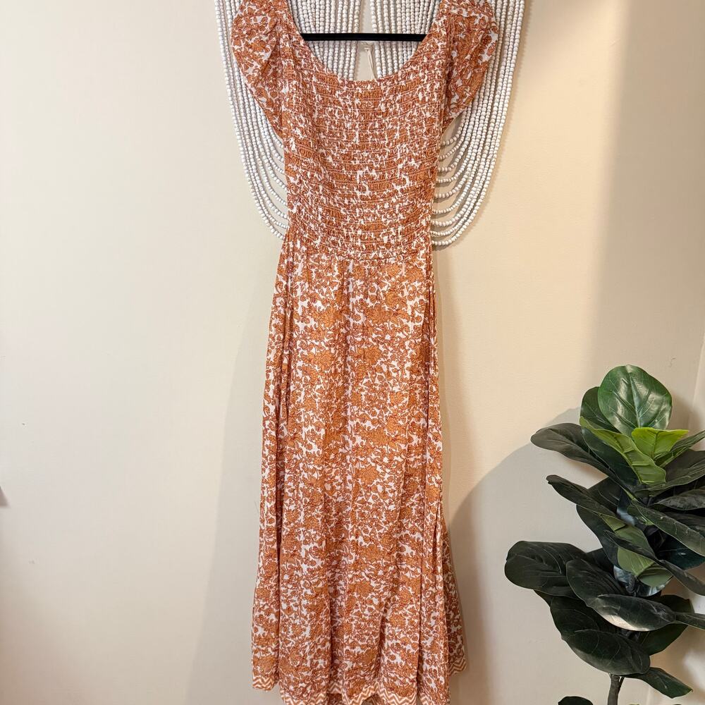 Free People Ultraviolet Burnt Orange Cotton Maxi Dress S